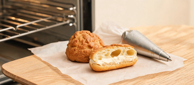 Which delicate French pastry gets its signature airy rise solely from steam, rather than yeast or baking powder?