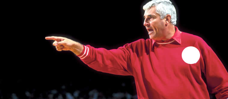 Let's start with a true firebrand of the college court: Bobby Knight. Which collegiate team did he lead to iconic greatness?